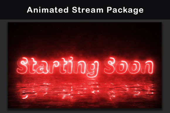 Animated Twitch Overlay Package Red Neon