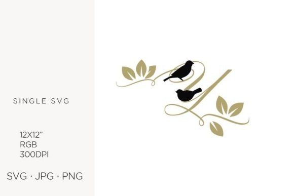 Birds on a Branch, Golden Letter Y: Elevating Your Creative Projects with Premium Vector Art