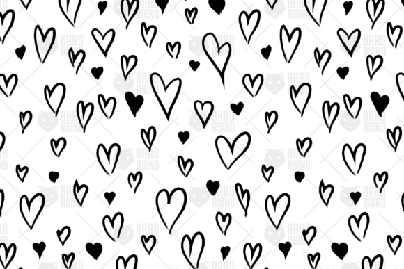 Black Heart Grunge Seamless Pattern