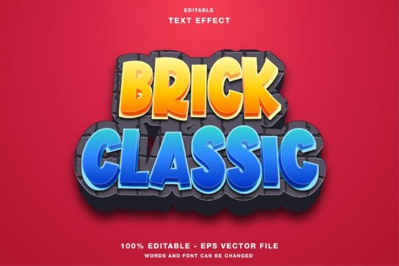 Brick Classic Game Cartoon Text Effect