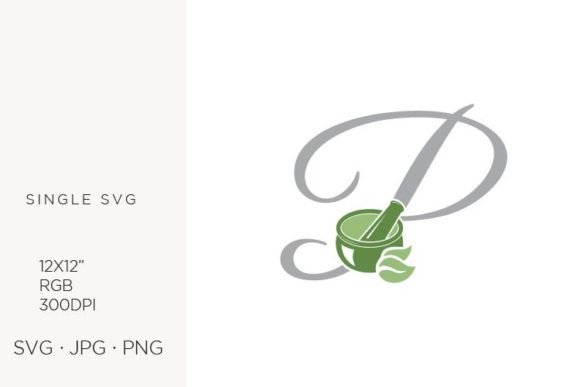 Mortar and Pestle, Spice & Letter P Logo Design