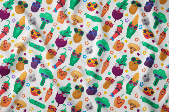 Organic Vegetables Food Emoji Pattern