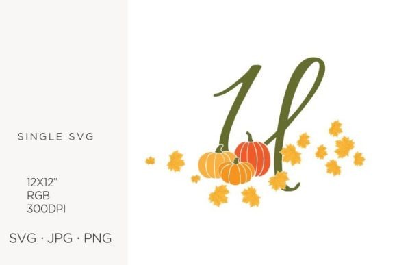 U Letter Autumn Leaves and Pumpkin Vector Design Assets