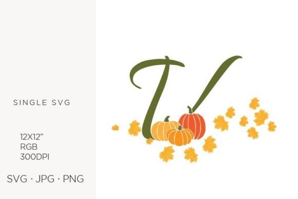 V Letter, Autumn, Leaves and Pumpkin: A Seasonal Design Asset